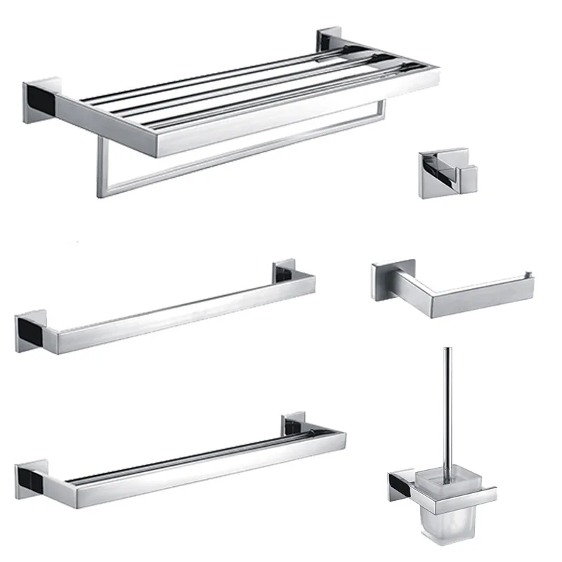 

Modern Silver Stainless steel Bathroom 5-piece accessory Set