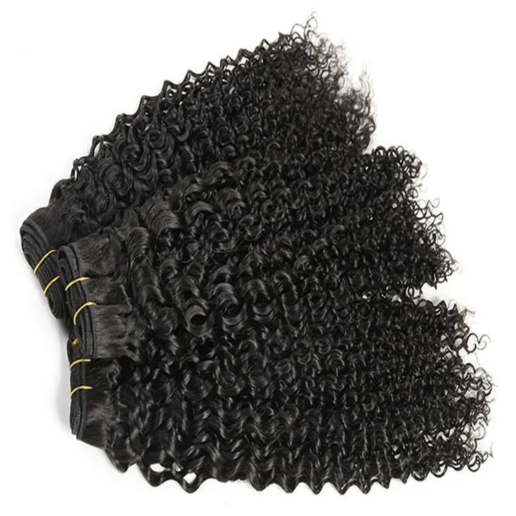 

Virgin Burmese Hair Top Quality Double Drawn Natural Kinky Curly Hair Weave For Black Woman, Natural color 1b
