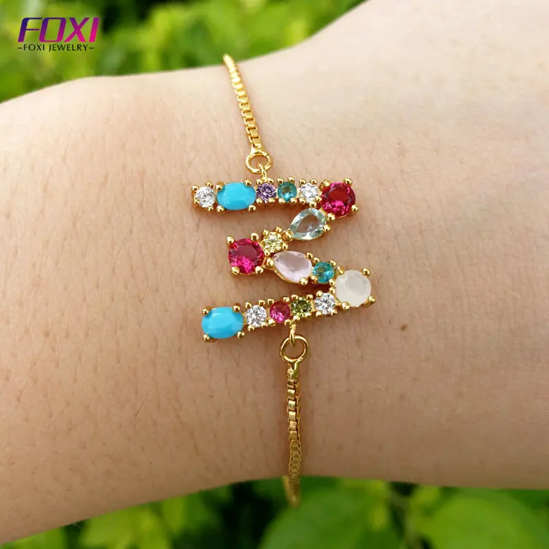 customized adjustable accessories charm gold initial letter bracelet