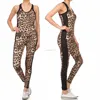 Sexy Sportswear Racerback Top And Matching Fitted Pants Animal Leopard Print 2-piece Activewear Set Track Suit Sportswear