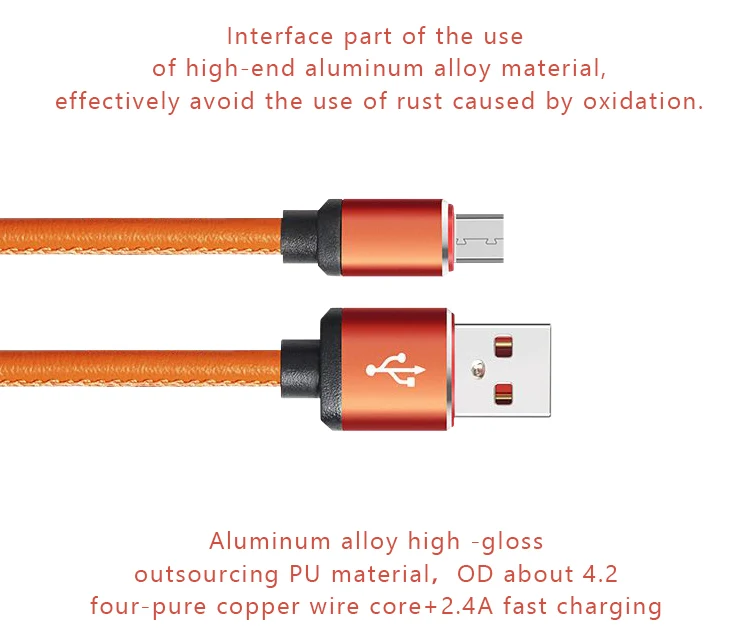 Similor 2018 hot sale high speed leather material  phone  data transmission cable micro usb charging cable