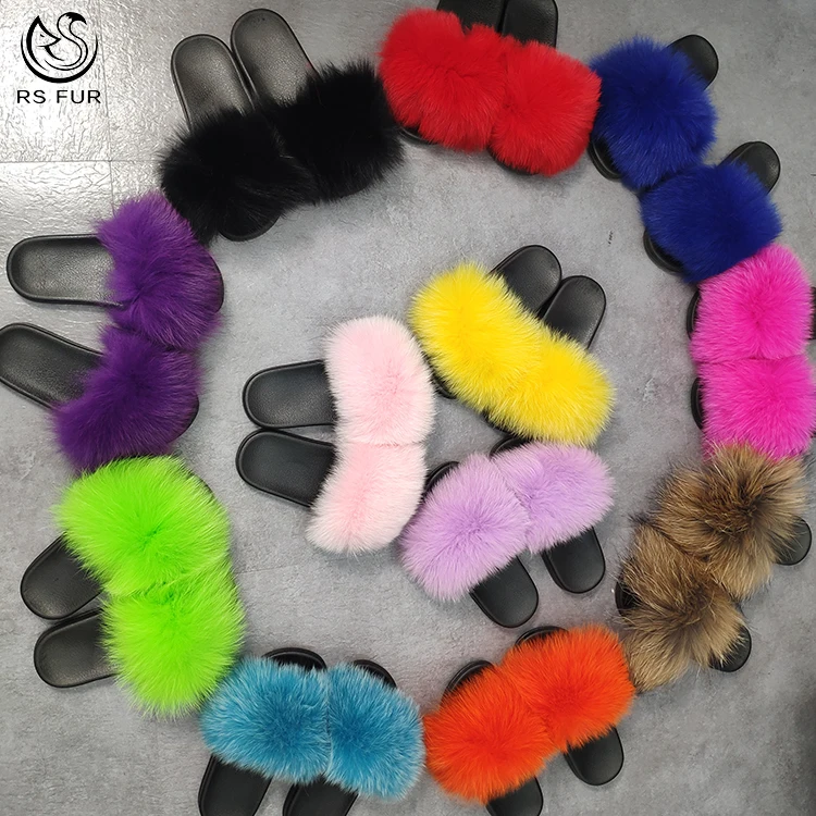 
Wholesale fashion cute multi colors US 1 4 big size child fur sandals and slippers  (62056867467)