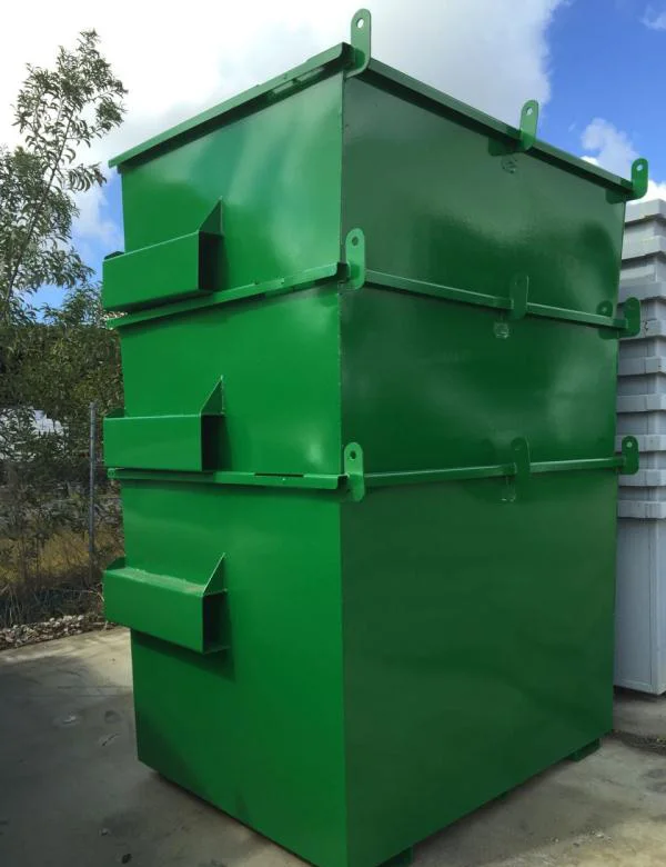 1.5m3 Front Lift Bin Refuse Collector Metal Bin Galvanized Scrap Metal