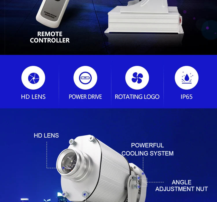 100W big glass outdoor waterproof rotating gobo projector on the wall