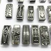 Manufacturer wholesale Supply Various Design 12x6mm Stainless Steel Silver Hollow flat mens leather bracelets slide charms