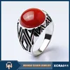 Middle East fashion wholesale bezel setting 925 men silver finger rings with red stone