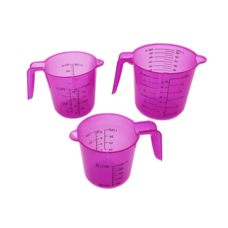 2018 Amazon Hot Sale New Product Plastic  Baking Gadget Measuring Cups 3 Set Double  Scale Cup Measuring Spoon Kitchen Tool