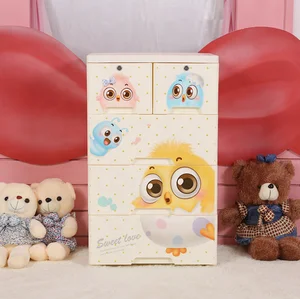 Image of Baby Plastic Cartoon Storage Drawers Kids Wardrobe