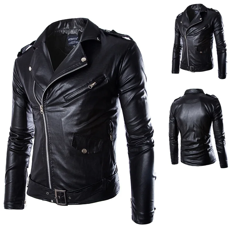 
Autumn and winter Men Washed PU Leather white black Casual Motorcycle Jacket with cheap price 