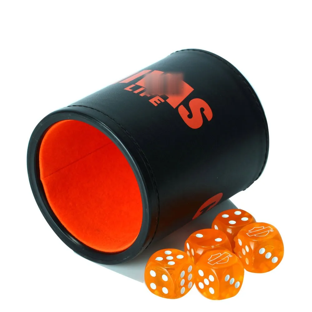 Black Leather Dice Stacking Cup With Orange Felt Buy Dice Stacking