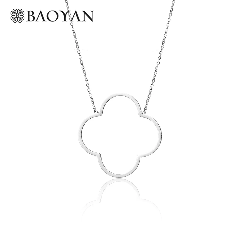 

BAOYAN 316L Stainless Steel Jewelry Gold Silver Color Clover Pendant Necklace for WOmen