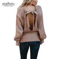 

OEM Accept Open Tie Back Women Knit Sweater