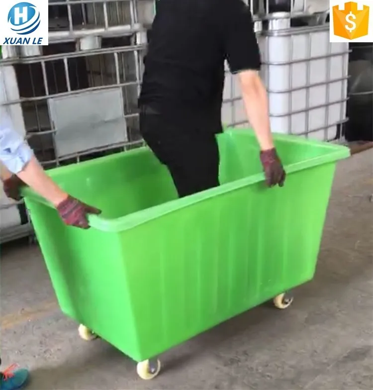 200litre Industrial Plastic Laundry Carts Trolley With Wheels For Hotel