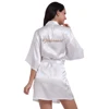 Women's Sleepwear Party Letter Bride on the Robe Back Short Satin Wedding Kimono Sleepwear Spa Robes for Ladies