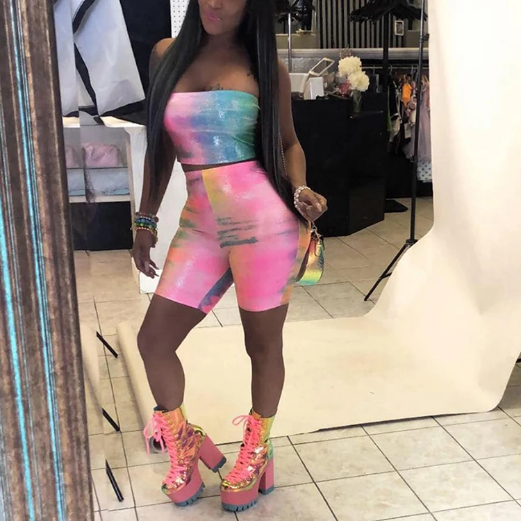 

2019 Popular Summer Latest Design Print Pattern Fashion Two Piece Set Women Clothing