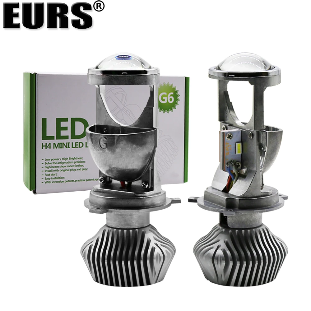 

EURS Factory direct h4 car led headlights LED lens 6000K 12000LM car headlights G6-H4 non-destructive high brightness