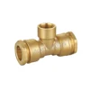 DIN8076 Brass Female Tee Compression Coupling For PE Pipe DW619