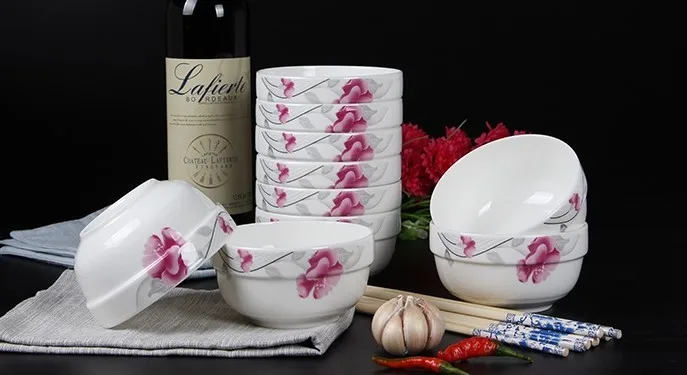 Haonai 4 inch porcelain bowl white round bowl with printing by machine