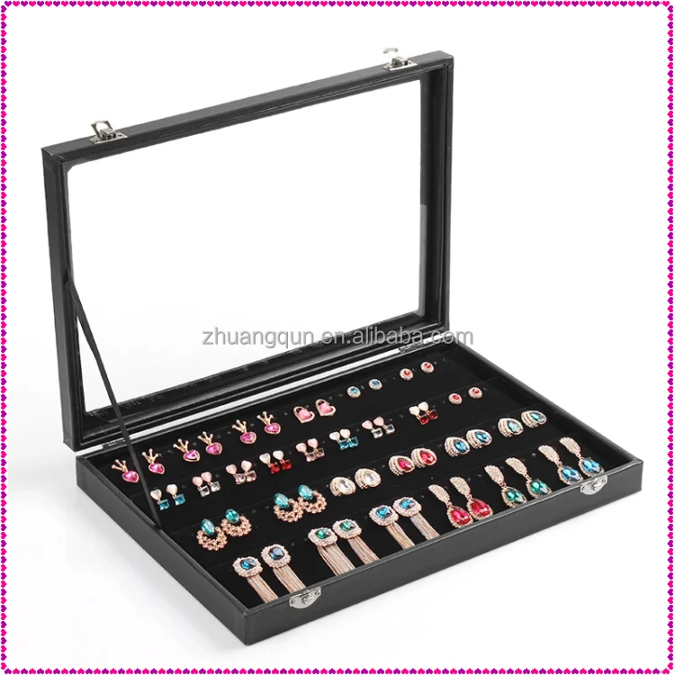 120 Slots Earrings Storage Pu Leatherette Back Pierced Earrings Jewelry