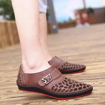 

Men Shoes Casual Genuine Leather Shoes Mens Luxury Brand Summer Leisure Breathing Flats for Men