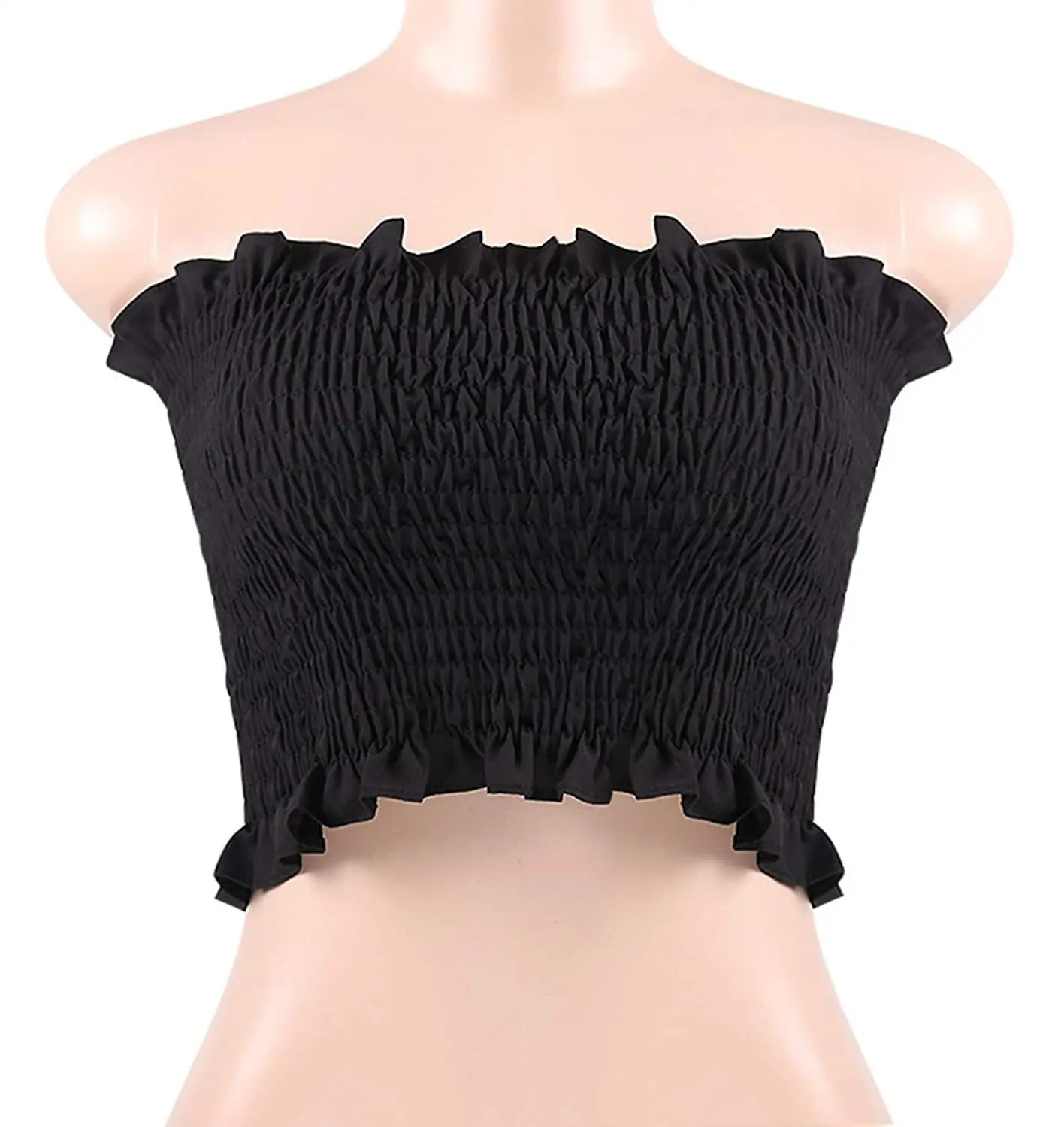 smocked tube top with ruffle