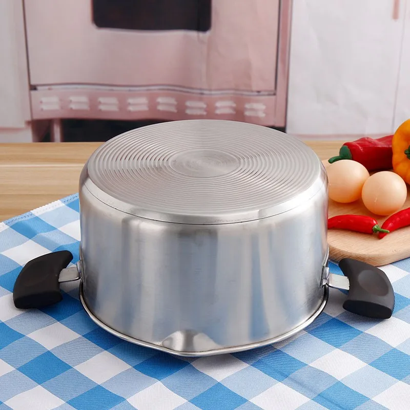 Stainless Steel Milk Boiling Pot Glass Lid Sauce Pan Soup&stock Pot