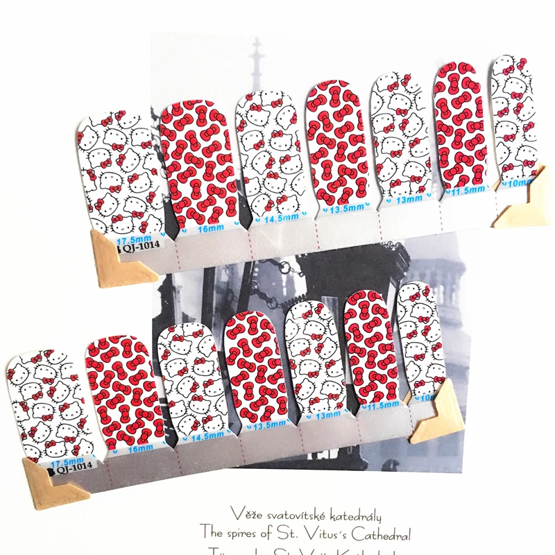 Rad White Cartoon cat child Nail Arts Nail Sticker Waterproof Nail Decal Sticker Gel Polish French