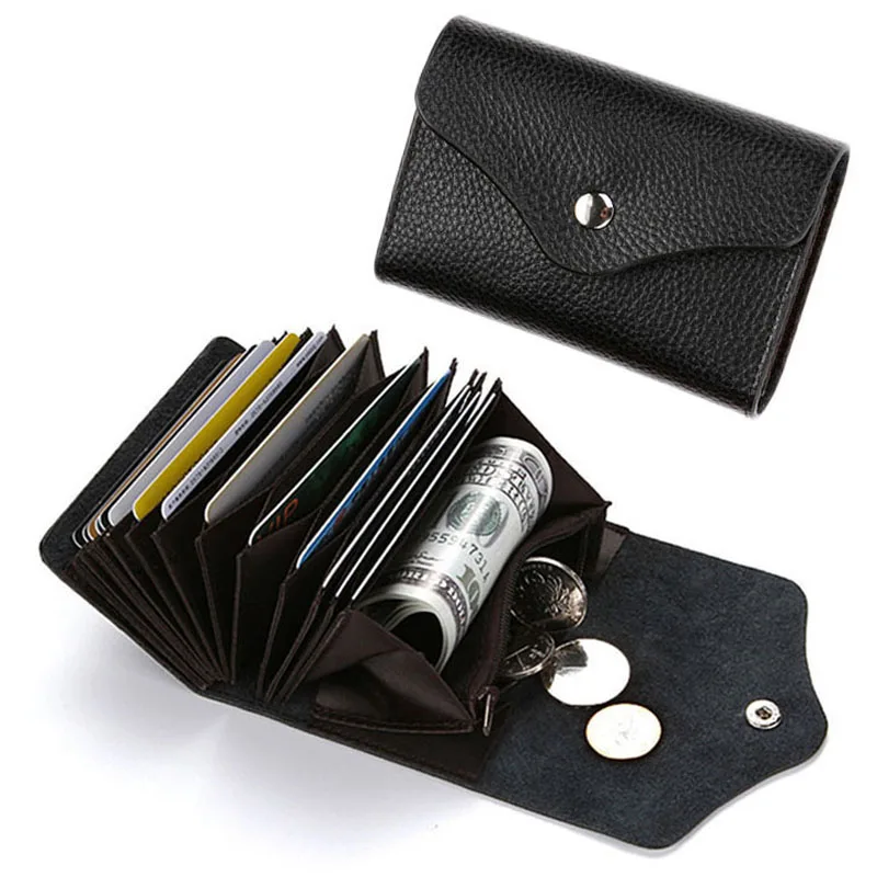 

CUIKCA Short Design Rfid Blocking Card Holder Accordion Style Hasp Zipper Leather Rfid Wallet For Women, As pictures or customized