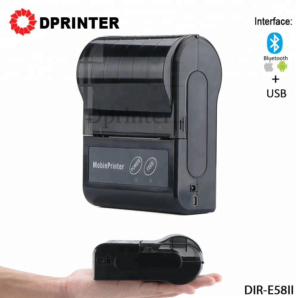 

Dprinter 58mm Thermal Receipt Printer Bluetooth USB Portable for Supermarket, Black color