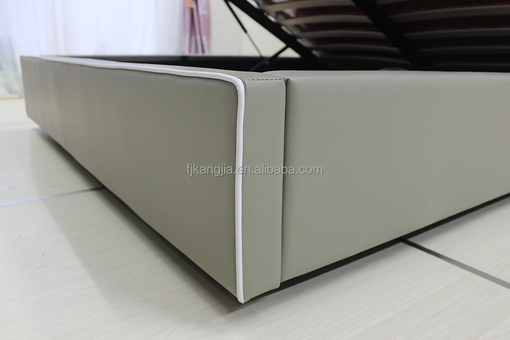
Latest Modern PVC PU Fabric Gas Lift Up Storage Bed Home Furniture 