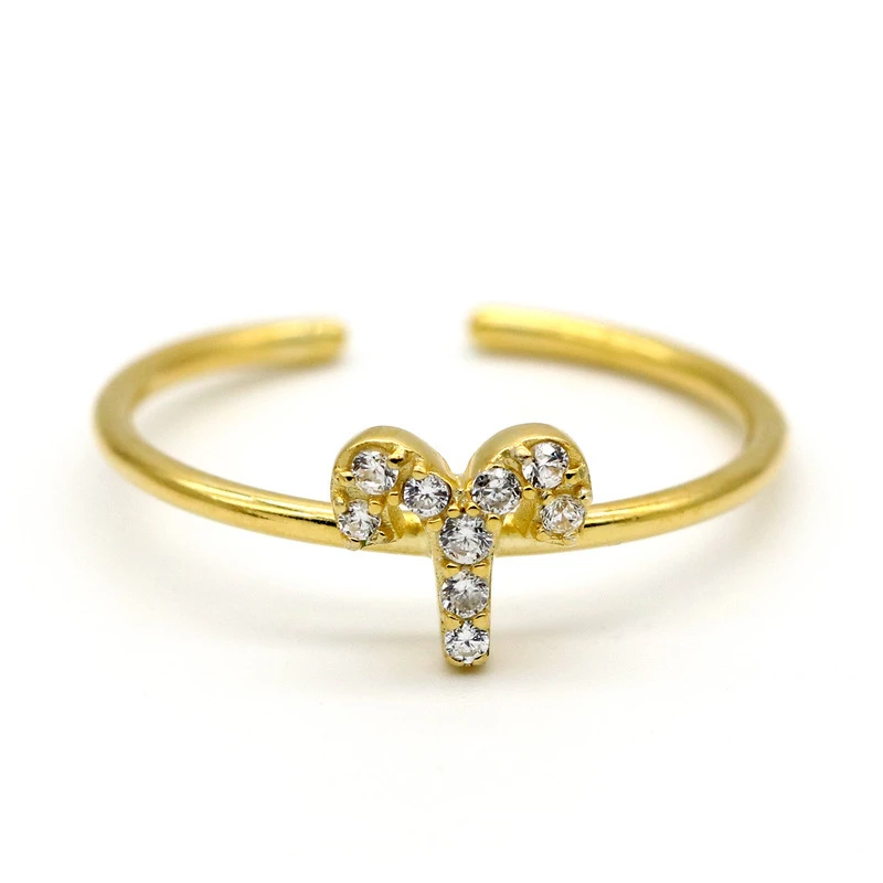 

Latest Birthday Gift Gold Crystal Zodiac 12 Sign Jewelry Rings, Silver gold rose gold