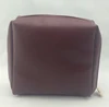 Burgundy PU Leather Plain Makeup Bag Natural