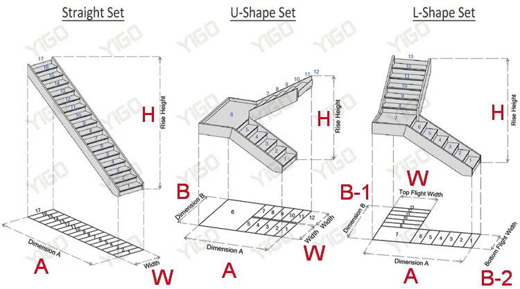aluminum stair stringers/wood staircase treads