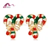 Cute meatal earring with walking stick shape for christmas gift