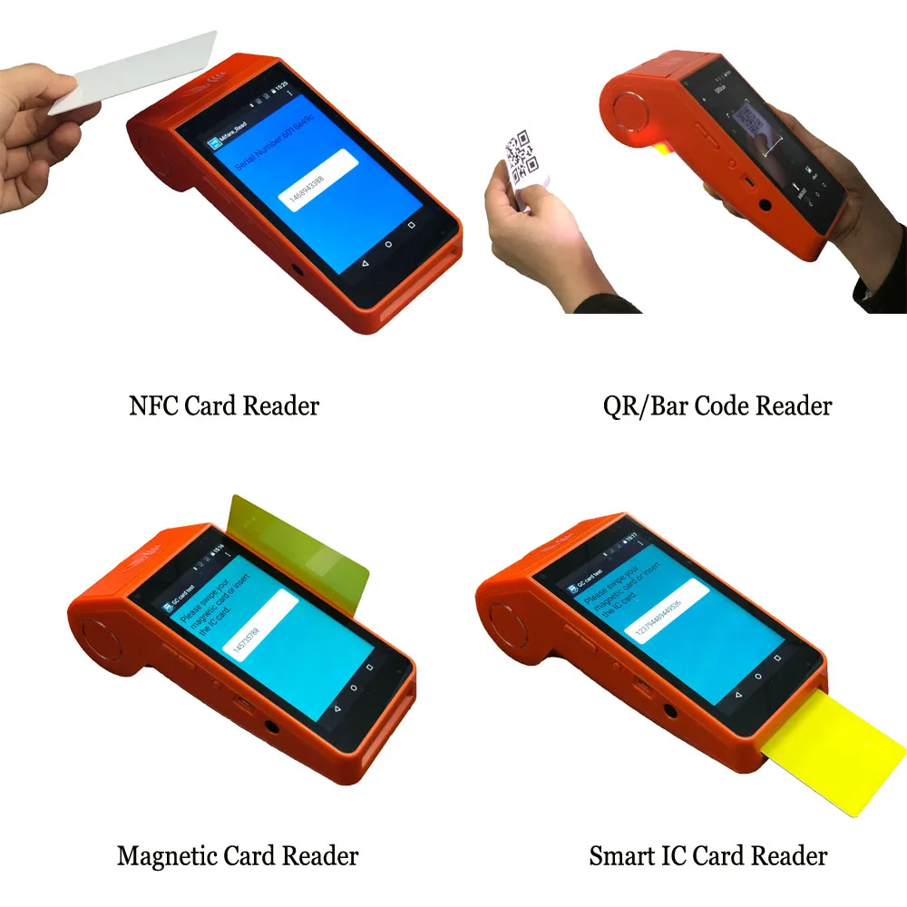 2D Barcode Scanner PDA Android Handheld POS with NFC POS Printer