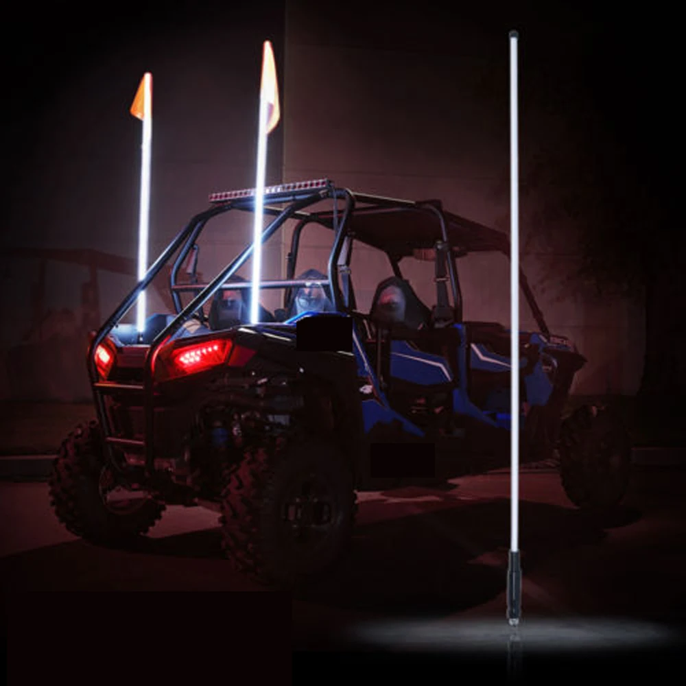 6ft WHITE LED Flag Pole Safety Whip Light for UTV ATV 4X4 RZR