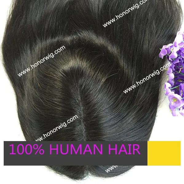 

HT269 women's toupee in stock base size 6x8inch straight 100% human hair middle part full lace 16inch length