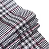 Colorful design white black red check polyester textured garment fabric