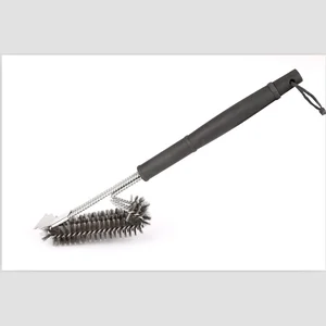 Image of Findking Stainless Steel Bristle grill brush with scraper 18'' Grill Cleaning brush