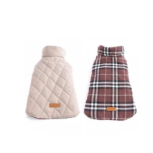 Image of Reversible Tartan Warm Pet Coat Large Puppy Dog Clothes of Winter