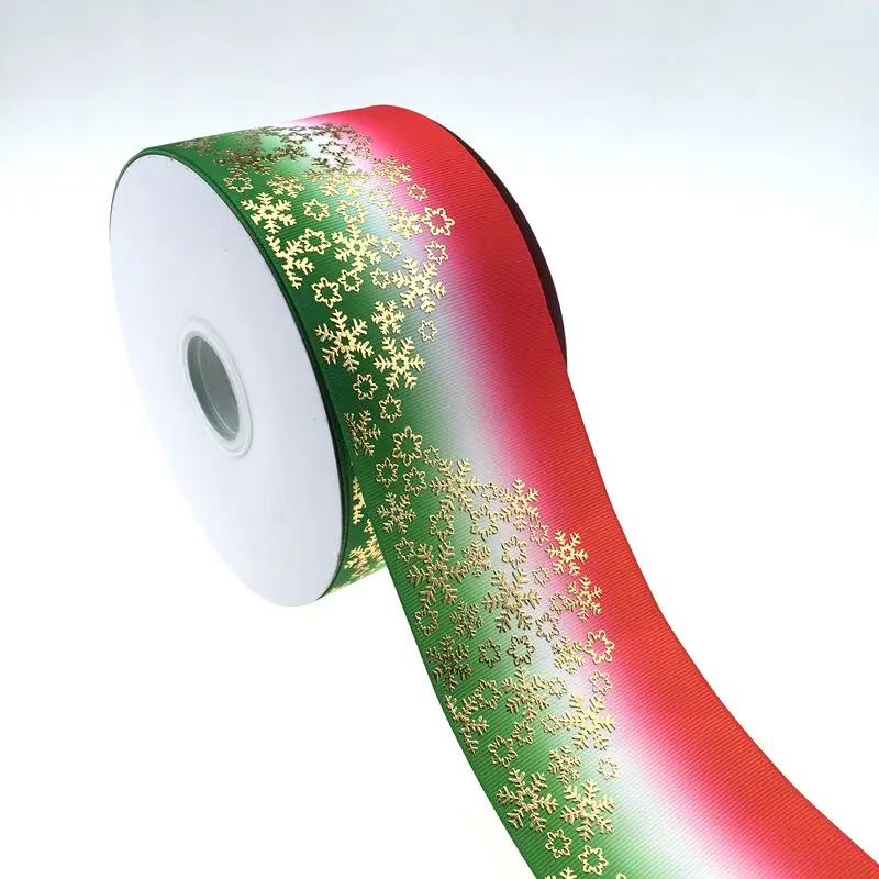 

3 inch) custom printing heat transfer snowflake foil gold grosgrain ribbon for Christmas Day DIY ribbon bows, 196 colors for choose