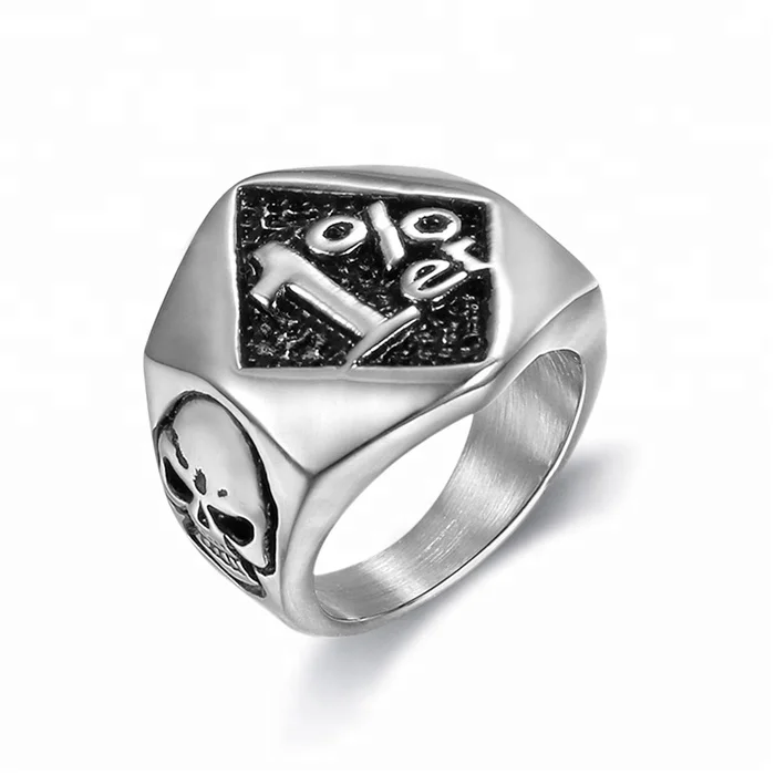

Stainless Steel Fashion Men's Biker One Pencenter 1% Ring For Man Motorcycle Ring Jewelry (HF-0062)