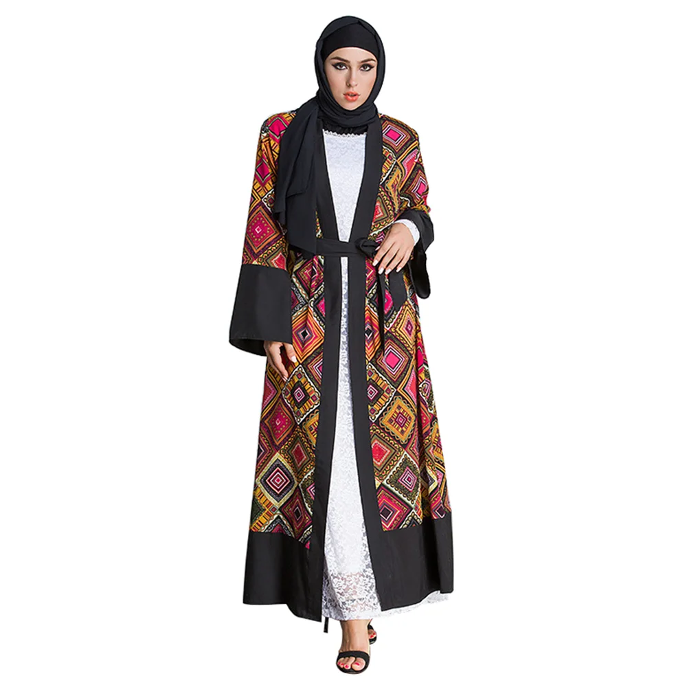 

Zakiyyah 1539 New Model Abaya In dubai Printing Designs Colored Abaya Front Open Style Kaftan Dress Long Sleeve Kimono, Picture