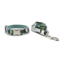 

Chic Instagram style pet dog collar and leash set high quality cotton webing fabric dog collar custom logo dog lead collar set