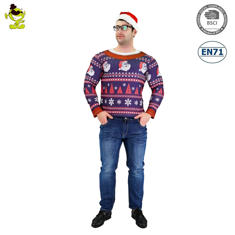 

Men' Merry Xmas Sweater Costume Claus Cosplay Christmas Fancy Dress Costume, N/a