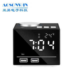 Digital Alarm Clock Speaker Dual USB Charger