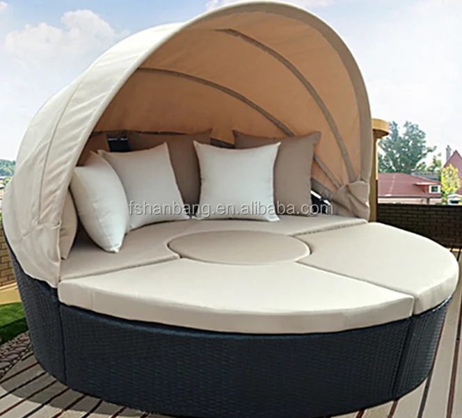 Outdoor Day Bed With Canopy Sectional Daybed Lounge Patio Deck Set Furniture