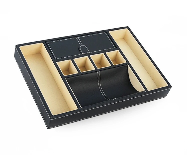 

OEM Men's Valet Tray Leather Office Desk Organizer, Black