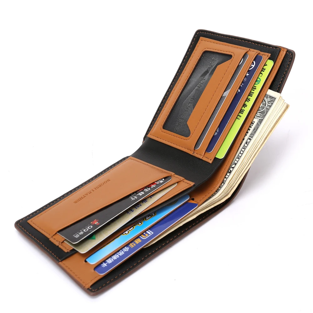 

PU Leather Classic Fashion And Creativity Minimalist Style Custom-made Wallet For Men, Blue/ light coffee