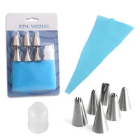 

8Pcs Seamless Stainless Steel Cake Piping Tip Include Pastry Bag Flower Nails Plastic Coupler